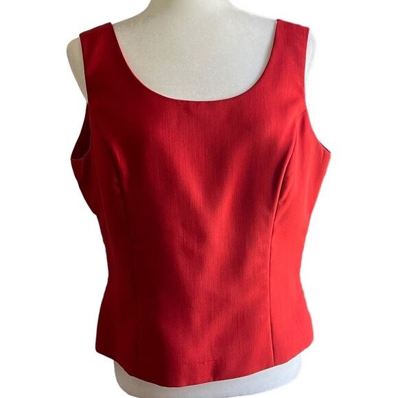 90s Vintage Kasper Red Cropped Tank Blouse Size 12 Side Zip Scoop Neck Coquette - Picture 15 of 15